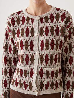 Bisiklet Yaka Baklava Desenli Kad?n Triko H?rka