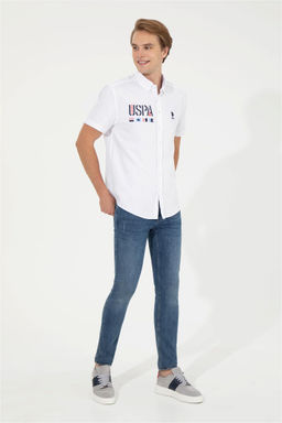 Мужская белая рубашка с коротким рукавом - U.s. polo assn фото 3