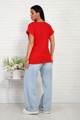 Футболка без рисунка с отворотами на рукавах, хлопок 100%, Арт. 561