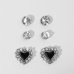 Цена за 2 шт. Пусеты 3 пары «Сердце», цвет МИКС