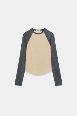 CONTRAST RAGLAN SLEEVE T-SHIRT - Zara фото 5