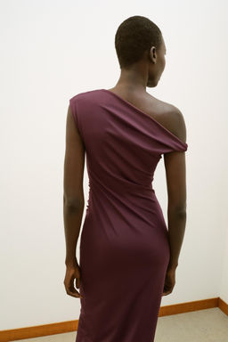 VESTIDO MIDI ASIM?TRICO / Burgundy - Zara фото 4