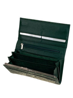 Женский кошелёк из натуральной кожи, цвет зеленый - Greta фото 2