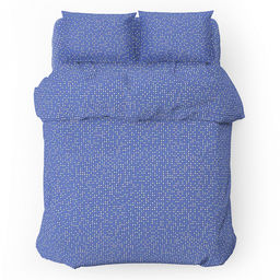 Постельное белье, комплект Дуэт (семейный) "Сияние" синий, 5 предметов: 2 пододеяльника 145х215см, евро-простыня 220х240см, 2 наволочки 70х70см с клапаном-запахом, поплин 115г/м2, хлопок 100%, упаковка "классическая" ПВХ 34,5х41см, "Домашняя мода" (Р