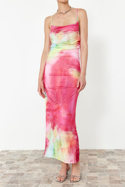 Limited Edition Pembe Bask?l? Midi Ayarlanabilir Ask?l? Esnek Orme Kalem Elbise TWOSS24EL00566 - Trendyolmilla фото 4