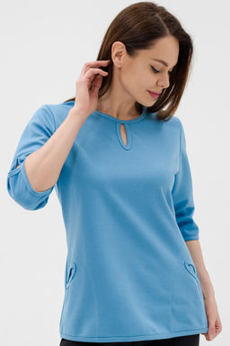 Кофта женская из коттон фита Анфиса небесный - Амадэль фото 5