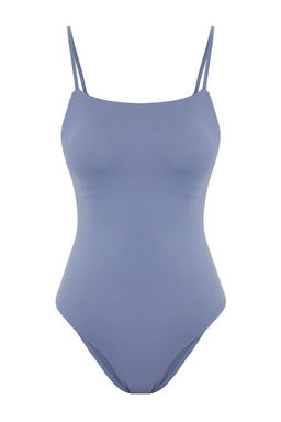 Trendyolmilla Mavi Kare Yaka Dokulu Regular Mayo TBESS25MA00120 фото 6