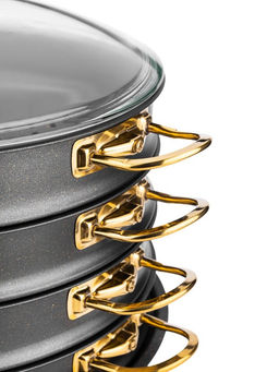 Мантоварка с крышкой стеклянной 28х10 см (5,8 л) с АПП, цвет: черный/золотой, арт. 4000-BK/GD-28. - D.L.K. фото 2