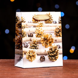 Цена за 12 шт. Пакет ламинированный Шишки золотые 11,5 х 14,5 х 6 см - Simaland фото 3