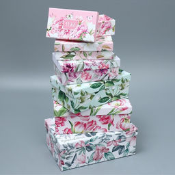 Набор коробок 10 в 1, упаковка подарочная, Цветочный сад, 12 х 7 х 4 - 32.5 х 20 х 12.5 см