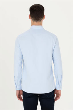 Мужская голубая базовая рубашка с длинным рукавом - U.s. polo assn фото 5