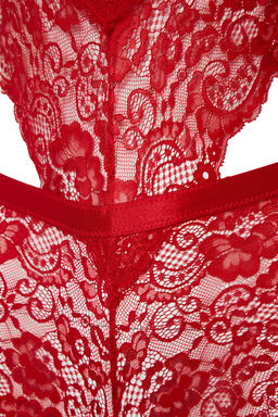 Koyu K?rm?z? Dantelli Pencere/Cut Out Detayl? Ip Ask?l? C?tc?tl? Orme Body THMAW23BD00026