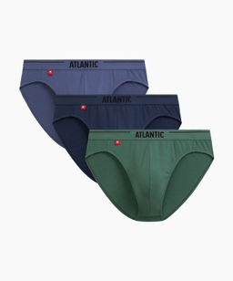 ATLANTIC 3MP-094 Трусы спорт Solid - набор (3 шт.) светлый деним + индиго + темно-зеленый