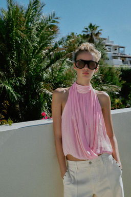 TOP HALTER SATINADO / Rosa