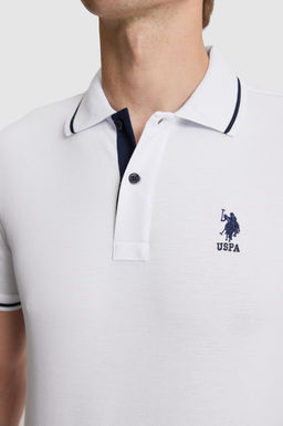 Erkek Beyaz Slim Fit Polo Yaka Basic Ti__rt - U.s. polo assn фото 6