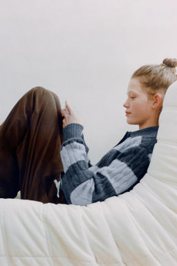 CABLE-KNIT STRIPED POLO JUMPER - Zara фото 6