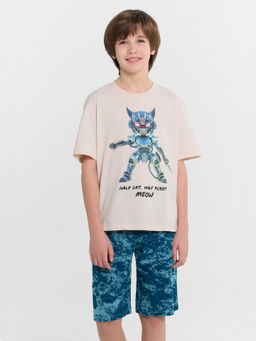 Пижама для мальчиков с принтом Half cat half robot Meow - Mark formelle фото 2