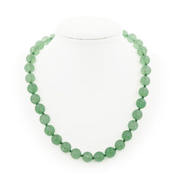Авантюрин зеленый, круглые граненые 12мм, Шарм бусы длиной 50см