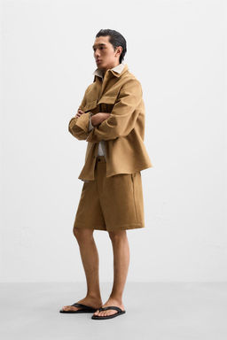 FAUX SUEDE PLEATED BERMUDA SHORTS - Zara фото 4