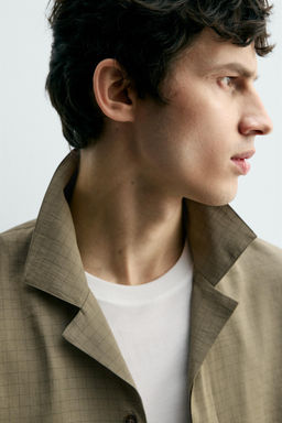 CAMISA FLUIDA CUADROS / Khaki