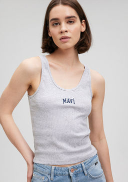 Mavi Logo Bask?l? Gri Atlet