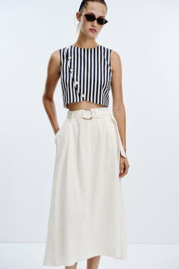BELTED LINEN BLEND LONG DRESS - Zara фото 2