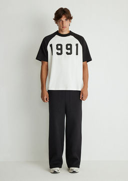 1991 Bask?l? Beyaz Reglan Tisort - Mavi фото 2