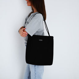 Сумка шопер NAZAMOK, чёрный, 40×35 см