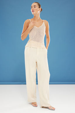 Limited Edition Alt?n Crop Payetli Metalik Iplikli Bluz TWOSS25BZ00321 - Trendyolmilla фото 4