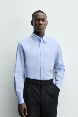 CAMISA REGULAR FIT RAYAS / Blanco / Celeste - Zara фото 2