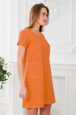 Туника женская из кулирки Руслана красная полоса на жёлтом - Амадэль фото 3