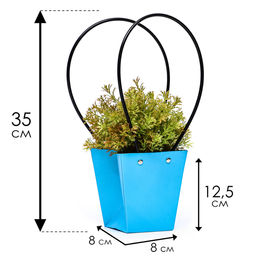 Цена за 10 шт. Сумка для цветов Голубая влагостойкая, 12x12-8x8-12.5 см