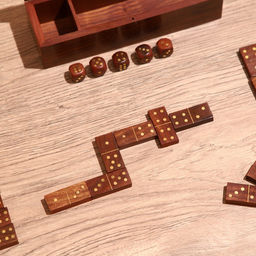 Игра настольная 2 в 1, домино, кубики, 19×6×5 см, дерево шишам