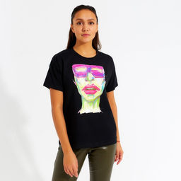 Футболка женская MINAKU Girl, чёрная, размер 42