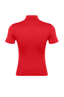 K?rm?z? Fitted/Vucuda Oturan Fermuarl? Yaka K?sa Kollu Esnek Orme Bluz TWOSS24BZ00489 - Trendyolmilla фото 8