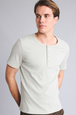 Sl_m F_t Pamuklu Fitilli Henley Yaka Ti__rt