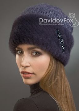 Шапка Лия норка трикотаж байкал