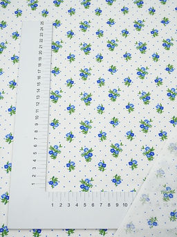 Ситец Синие цветочки с пшеном на белом, ш.0.8м, хлопок-100%, 100гр/м.кв - Купава фото 5