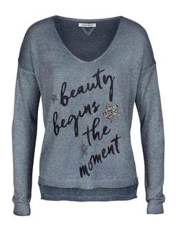 Пуловер, сине-серебристый