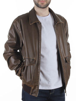 257994137 BROWN Куртка мужская демисезонная (эко-кожа)