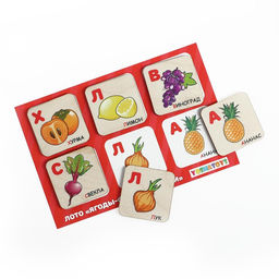 Лото - конструктор YOSHATOYS «Ягоды фрукты овощи» квадратные