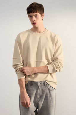 Tas Oversize/Genis Kesim Biyeli 100% Pamuk Sardonsuz Sweatshirt TMNAW25SW00034