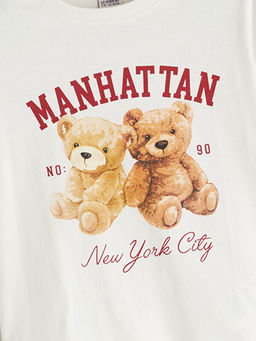 Bisiklet Yaka Uzun Kollu Bask?l? K?z ?ocuk Ti??rt