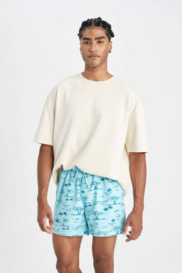 Короткие шорты для плавания на сетчатой подкладке с рисунком - Defacto фото 3