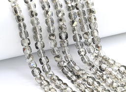 Бусины из циркона кубик гр.6*6мм цв.дымчатый, 40см, 65 бусин Радуга камня