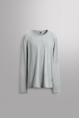 CAMISETA JACQUARD RAYAS CON LANA / Gris antracita