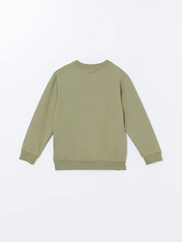 Bisiklet Yaka Bask?l? Uzun Kollu Erkek ?ocuk Sweatshirt