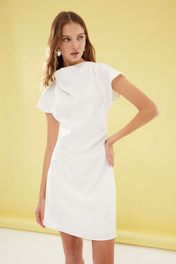 Siyah A Kesim Degaje Yaka Mini Dokuma Elbise TWOSS25EL00016 - Trendyolmilla фото 7