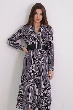 Платье-рубашка с английским воротником принт - Martichelli фото 7