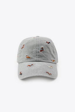 TWILL CAP WITH DOG EMBROIDERY